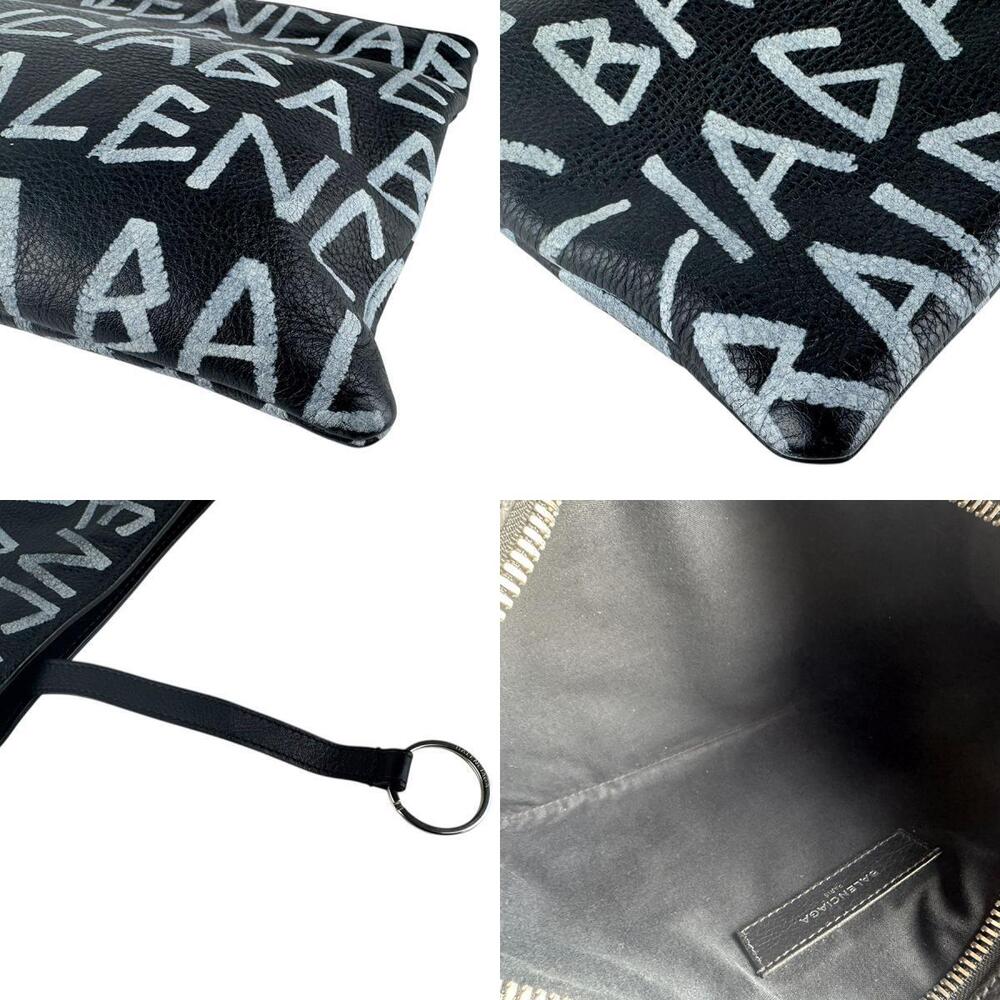 Balenciaga Graffiti Carry Clip Clutch Bag Black White - Picture 4 of 4